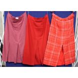 A selection of skirts to include Burberry style fabric - red/white check,