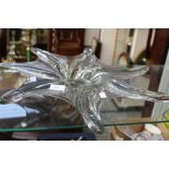 A French crystal table centre piece, of a stylised flower, possibly Baccarat,