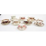 Six Royal Crown Derby cups and saucers to include patterns 1298, 1299, 1297, 1294,