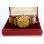 A gentleman's Omega automatic bracelet watch, working, gold plated with paperwork, original box,