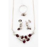 A 925 sterling and garnet type jewellery set,