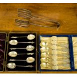 A boxed set of Apostle spoons, Birmingham 1895; together with five Chinese silver spoons,