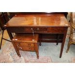 A George III mahogany side table, fitted with a single drawer to centre, raised on square legs,