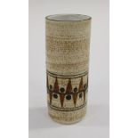 A Troika Earthenware cylindrical vase with diamond and point design