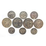 Maundy coin oddments, Fourpence 1894, 1901, Threepence 1885, 1891, Twopence 1880 pierced, 1891,