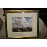 A watercolour painting of a rural scene, indistinctly signed,