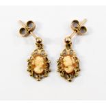 9ct gold cameo earrings - very ornate and nice carving to the cameo