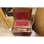 A 19th Century walnut writing box and two framed prints (3)