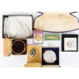 Costume jewellery, compacts/mirror, bangle, tie clip, pearls etc,