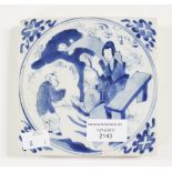 A Kangxi tile in blue and white,