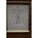 Tim Bulmer: An original ink and watercolour painting of a cricketer