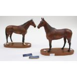 Beswick figure of Nijnsky matt brown horse on wood base,