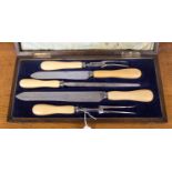 A late 19th century, early 20th century Walker & Hall, oak cased duo carving set with,
