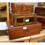 A Mahogany writing slope, s/d, together with a rosewood box with brass inlay,