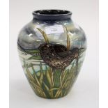 A Moorcroft first quality trial bulbous vase in the 'Curlew' pattern, in an unusual colourway,