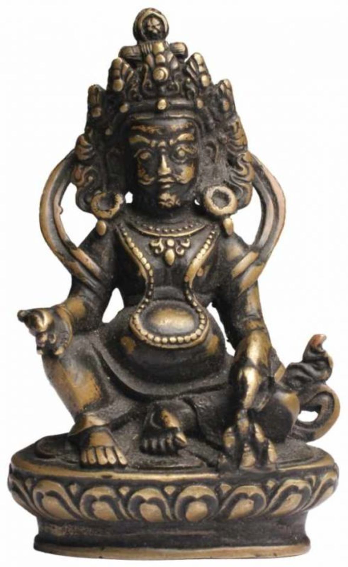 GELBER JAMBHALA, Bronze, Tibet, 18. Jh. Höhe 9 cm Beeindruckende alte Figur des [...] - Bild 2 aus 2