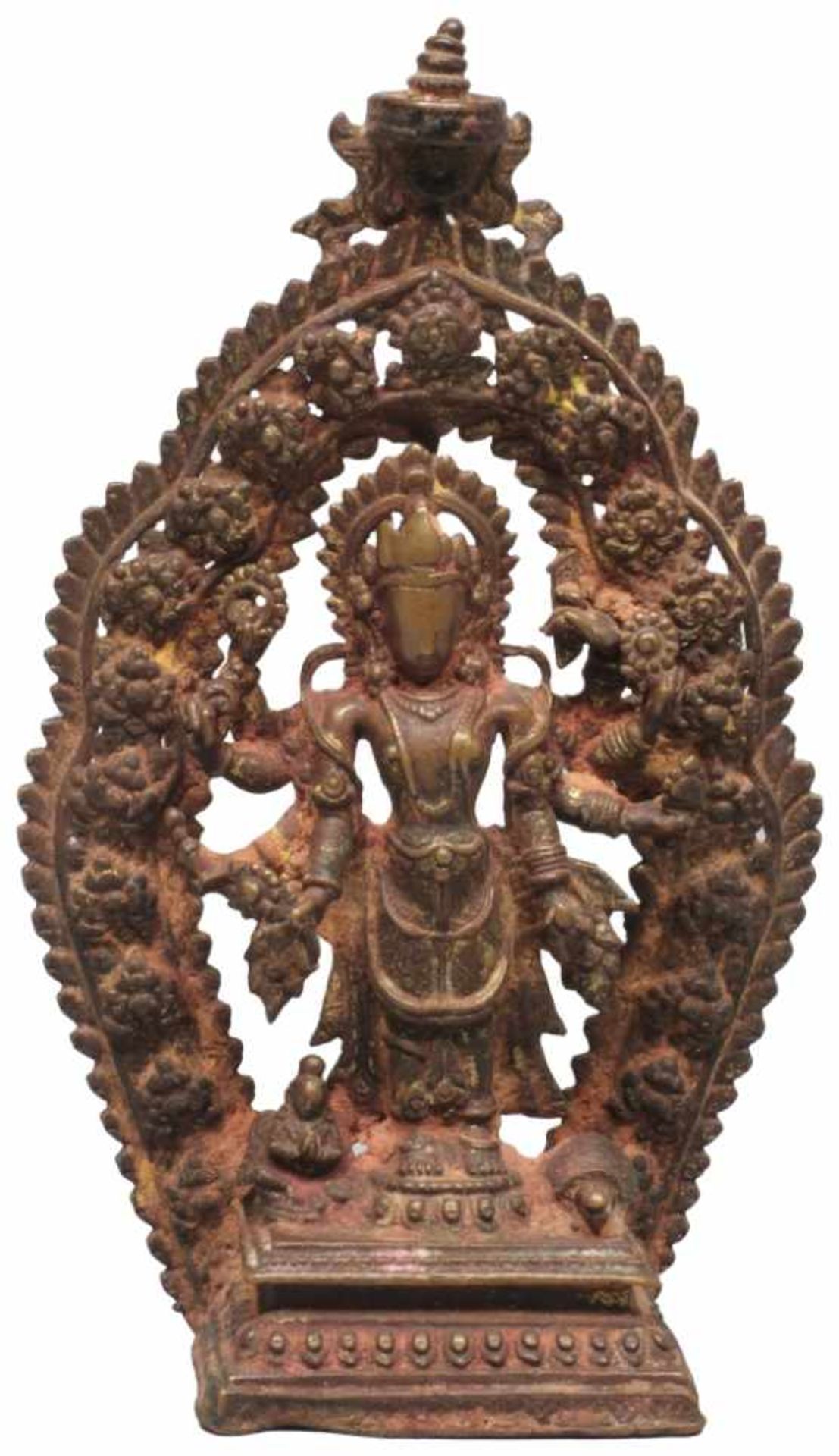 STEHENDER VISHNU Bronze mit rest pujas Nepal, 15. Jh. Höhe 13,5 cm STANDINGE VISHNU [...]