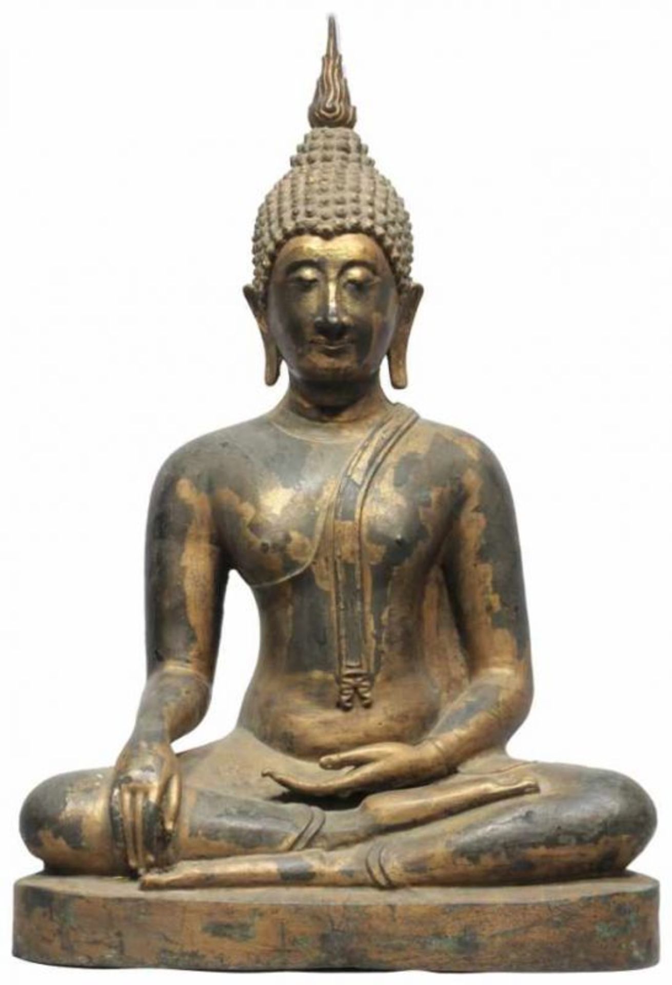 BUDDHA Bronze mit Restvergoldung Thailand, wohl 19. Jh. Höhe 57 cm BUDDHA bronze [...] - Bild 2 aus 2