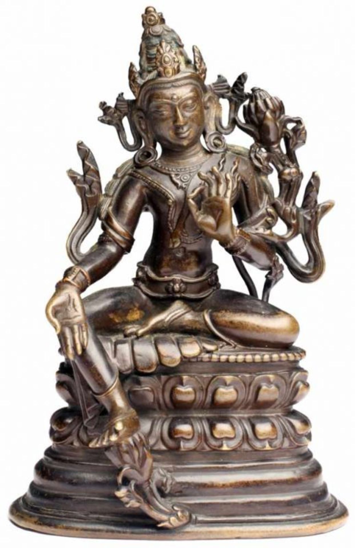 LOKESHVARA PADMAPANI Bronze Tibet, 15. / 16. Jh. Höhe 13 cm LOKESHVARA PADMAPANI [...] - Bild 2 aus 2