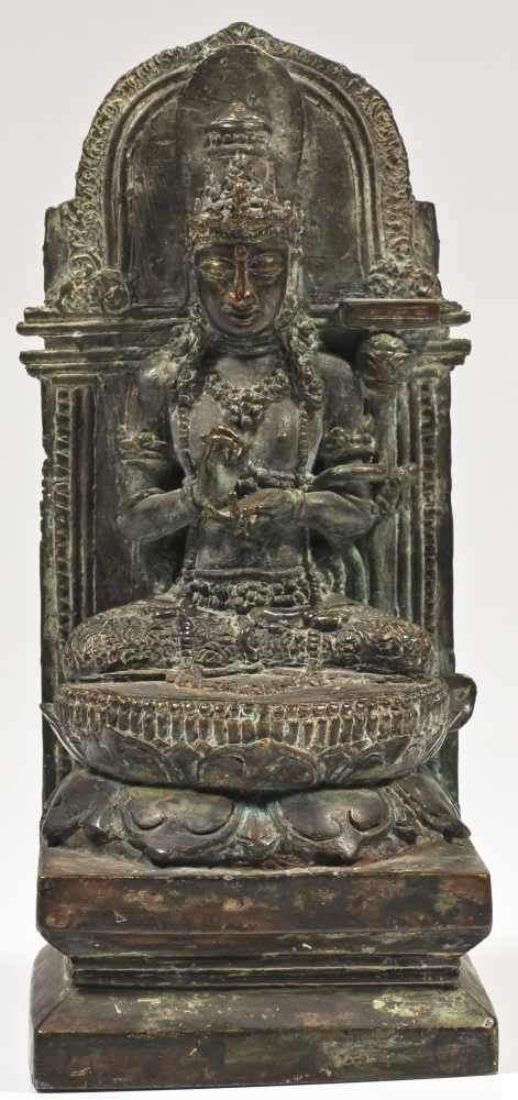 Praynaparamita Bronze Java 12th Century Style Fine cast bronze of Prajnaparamtia, sitting in