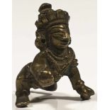 Baby Krishna bronze India 20th century Baby Krishna as "Butter Thief," holding the butter ball he