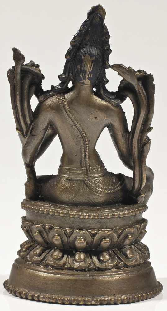 Avalokiteshvara bronze Tibet 20th century dark bronze sitting in lalitasana, Avalokiteshvara - Image 4 of 4