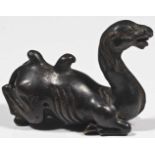 Camel bronze China 19th century lying camel, mouth wide open, the fell nicely cast, its tail