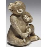 Monkey Ivory Japan, Meiji period Finely carved monkey, his fur extremely detailed carved. The head