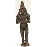 Hanuman bronze India 18th century Rare form of Hanuman, straight standing, arms raised to Namaskar