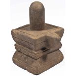 Lingam and Yoni Sandstone Cambodia 12th century Carved in one piece with the lingam rising from