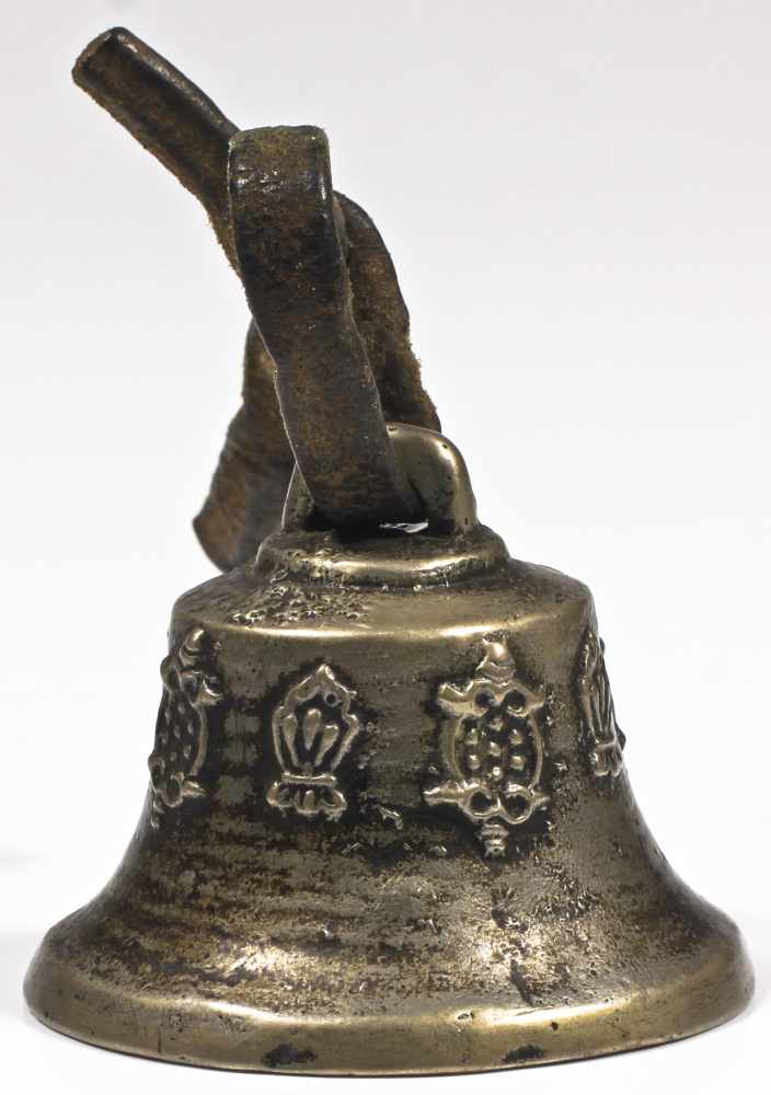 temple bell bronze Tibet 18th century Finely cast bronze bell, the outside ornamented with 2 types