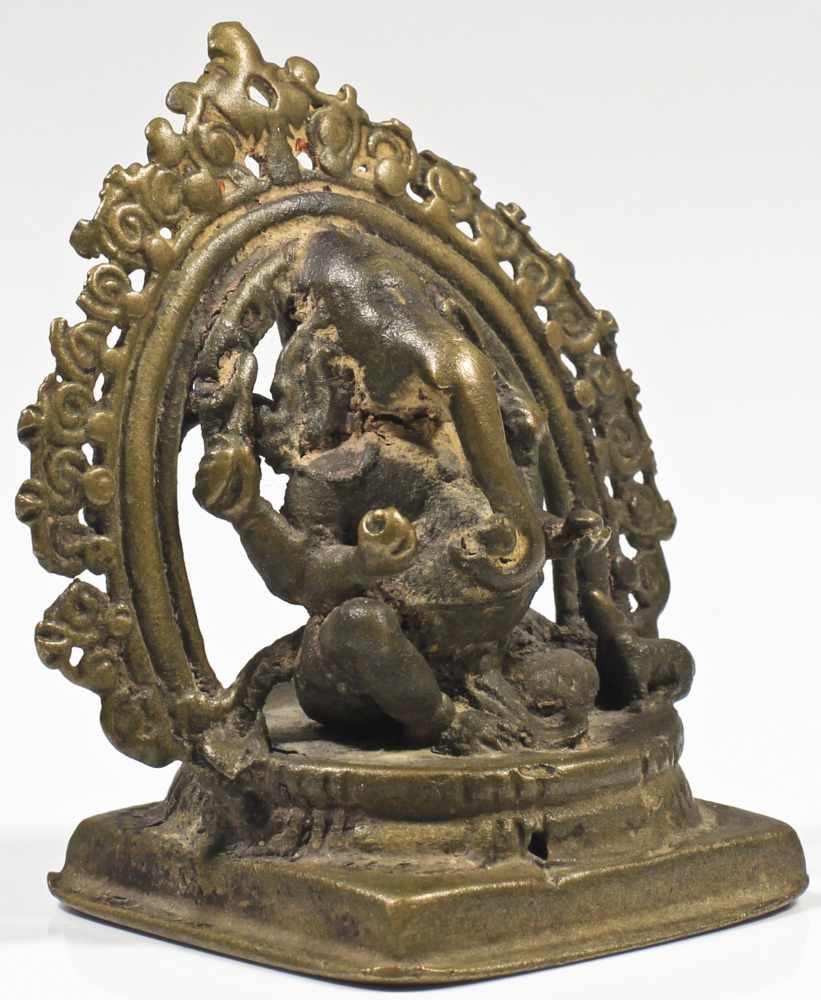 Ganesha bronze South India 18th century Ganesha has the head of an elephant and a big belly. Sitting - Image 2 of 5