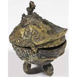 Kapalla brass Nepal 20th century Casted in two parts, the lower skull rests on three heads of