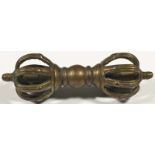 Vajra bronze Tibet 19th century eight-pronged vajra with knob centre finely cast in bronze.