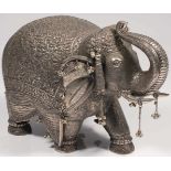 Elephant white metall silvered South West India, 20th century Extremely rare work from India,