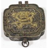 Gau Amulet Box White-metal China 19th century In two parts hammered Gau. The front shows a gild