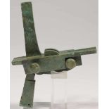 Crossbow trigger bronze China, 2nd century b.c. Chinese crossbow trigger in greenish patina. The