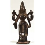 Vishnu copper alloy bronze Nepal, 15th century Straight standing 4 armed Vishnu, his upper right