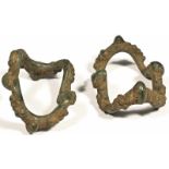 handle pair bronze China 18th century Dark green patinated handles. probably found in the