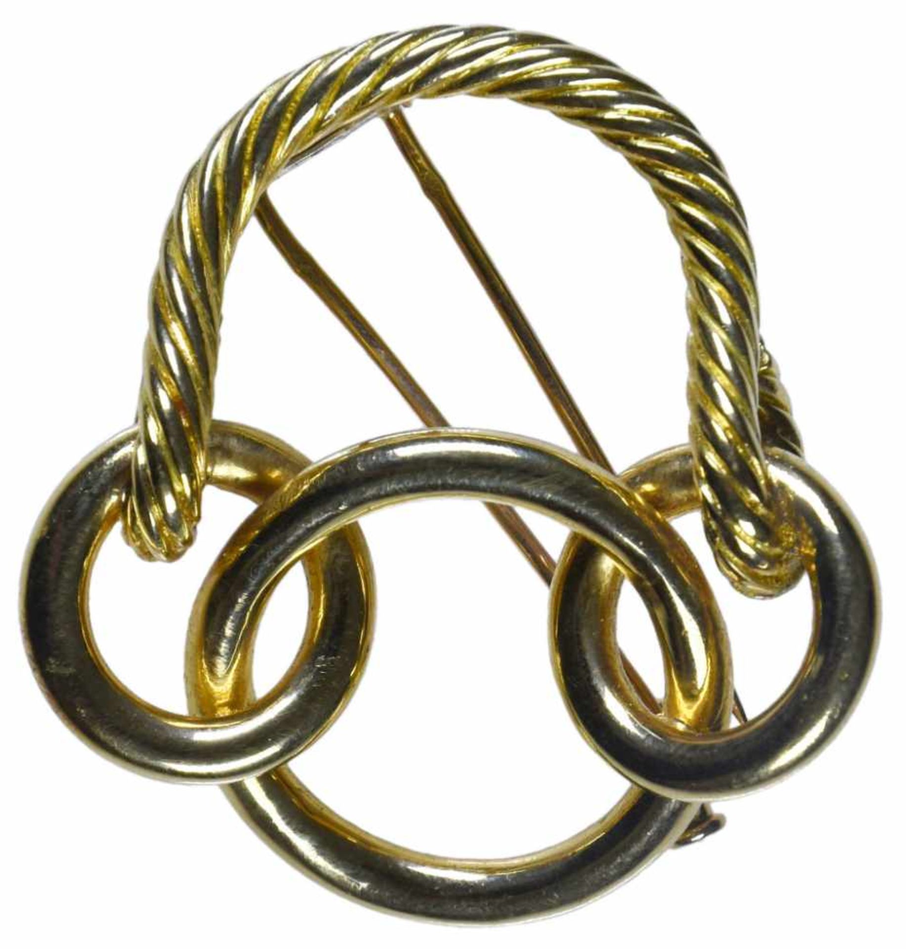 Hermès - Brooch "Cordando" - 18 Kt yellow gold En or jaune 18 ct, figurant une corde avec 3