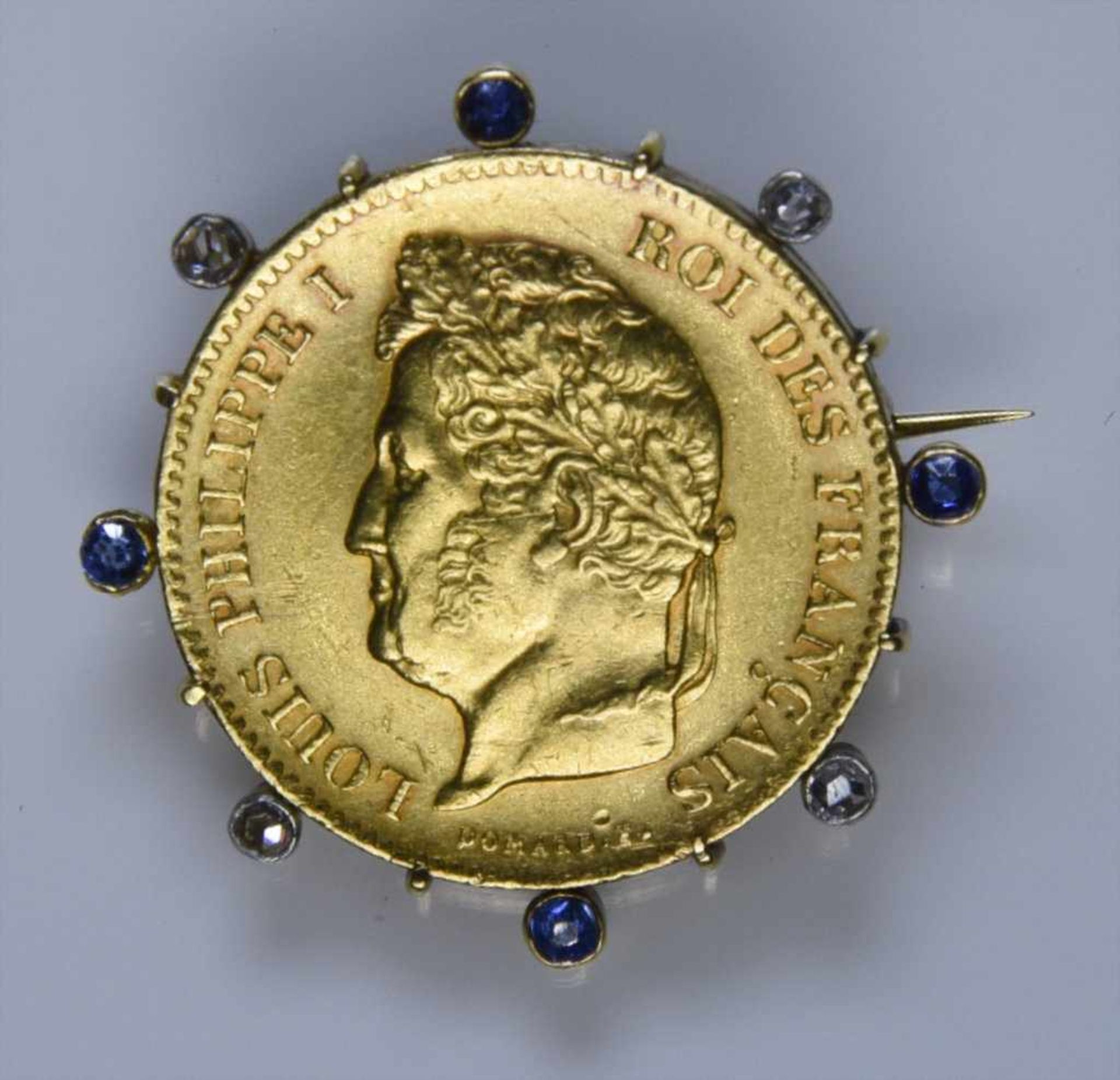 Brooch - 18 Kt yellow gold & 40 Franc gold coin En or jaune 18 ct sertie d'une pièce de 40 francs