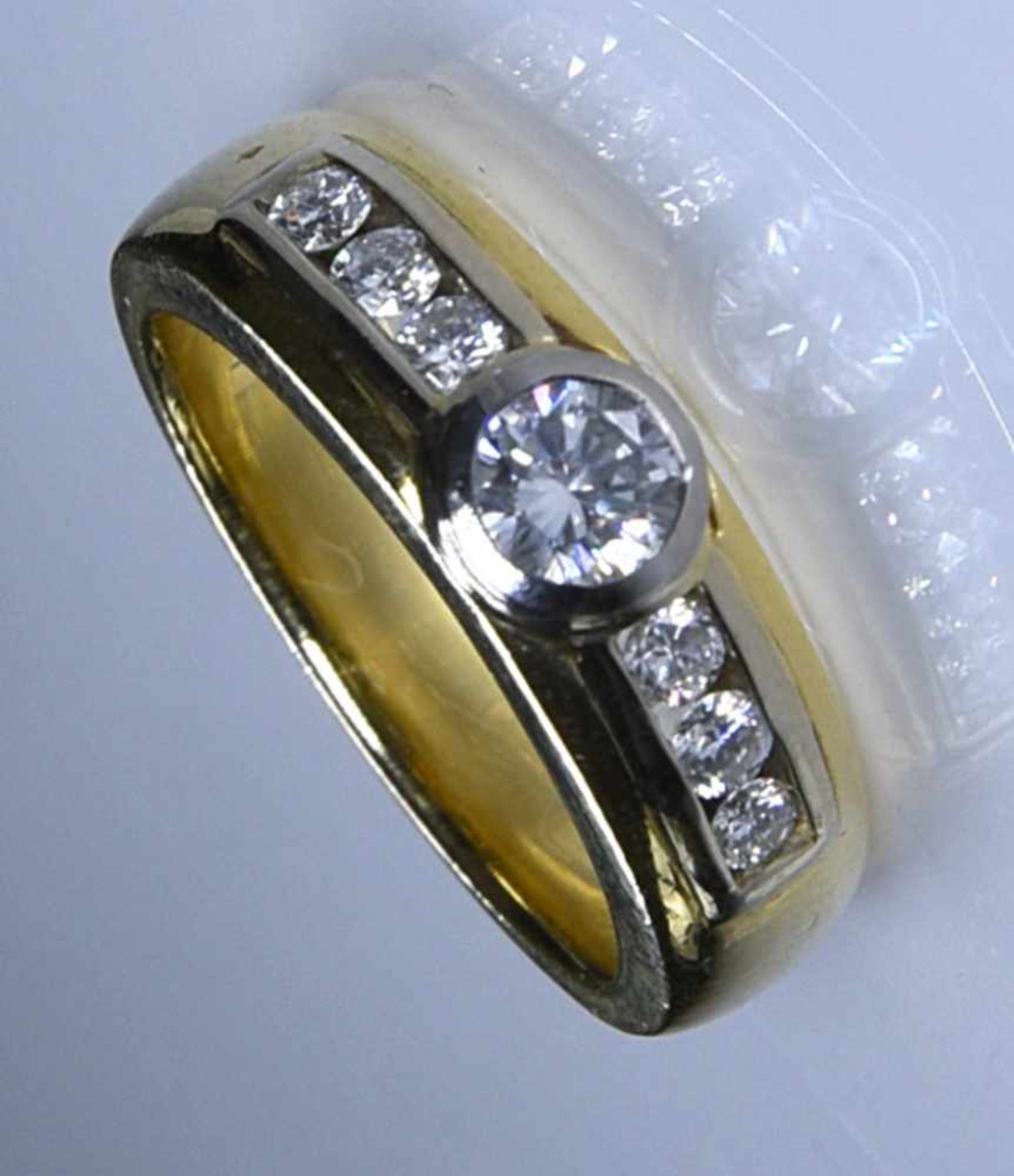 Ring - 18 Kt yellow gold & 0,25 ct diamond En or jaune 18 ct, sertie d'un brillant central de +/- - Image 2 of 2