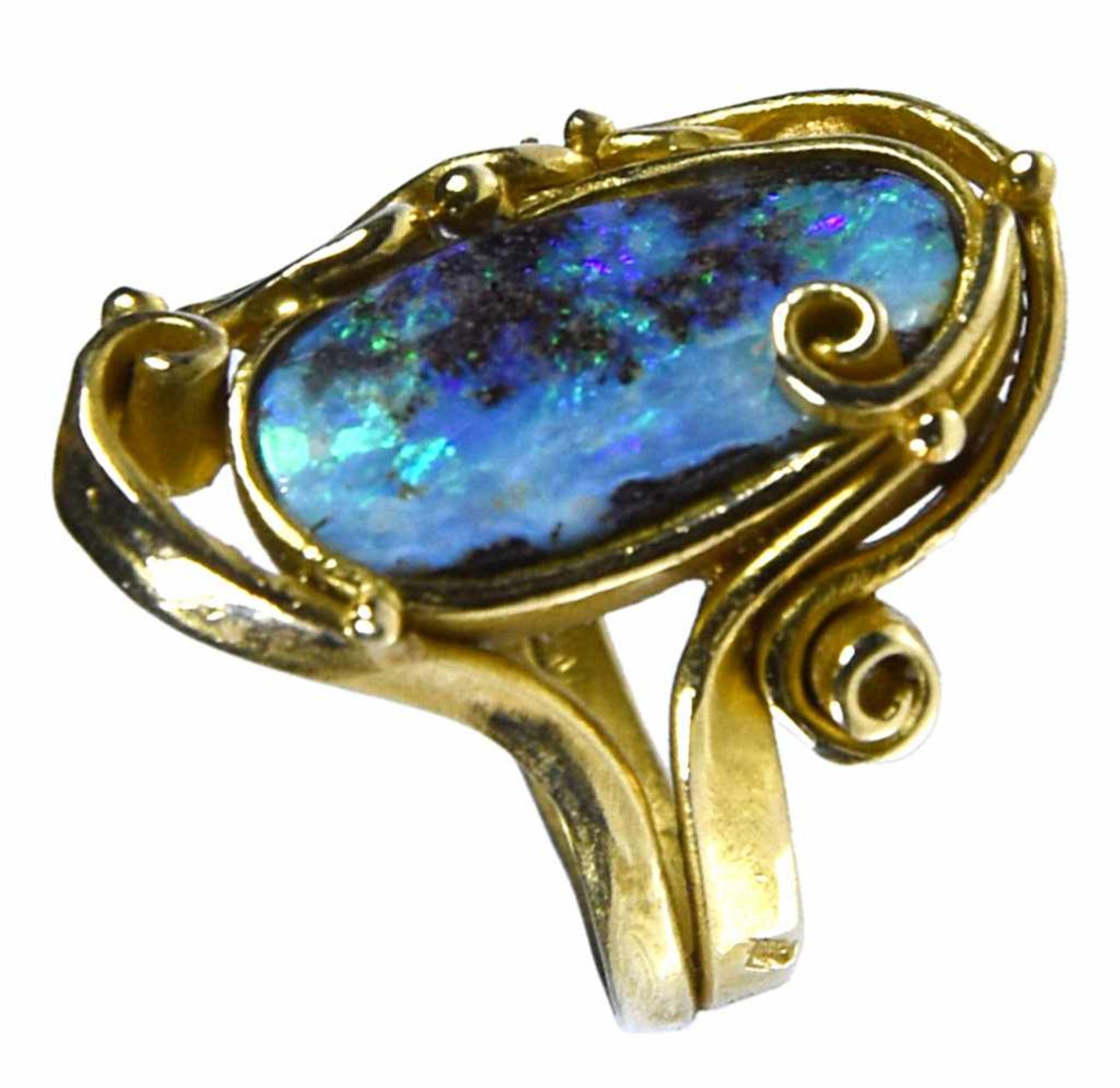 Jacques Michel - Ring "Méandres" - 18 Kt yellow gold & opal En or jaune 18 ct, sertie d'une opale. - Image 5 of 6