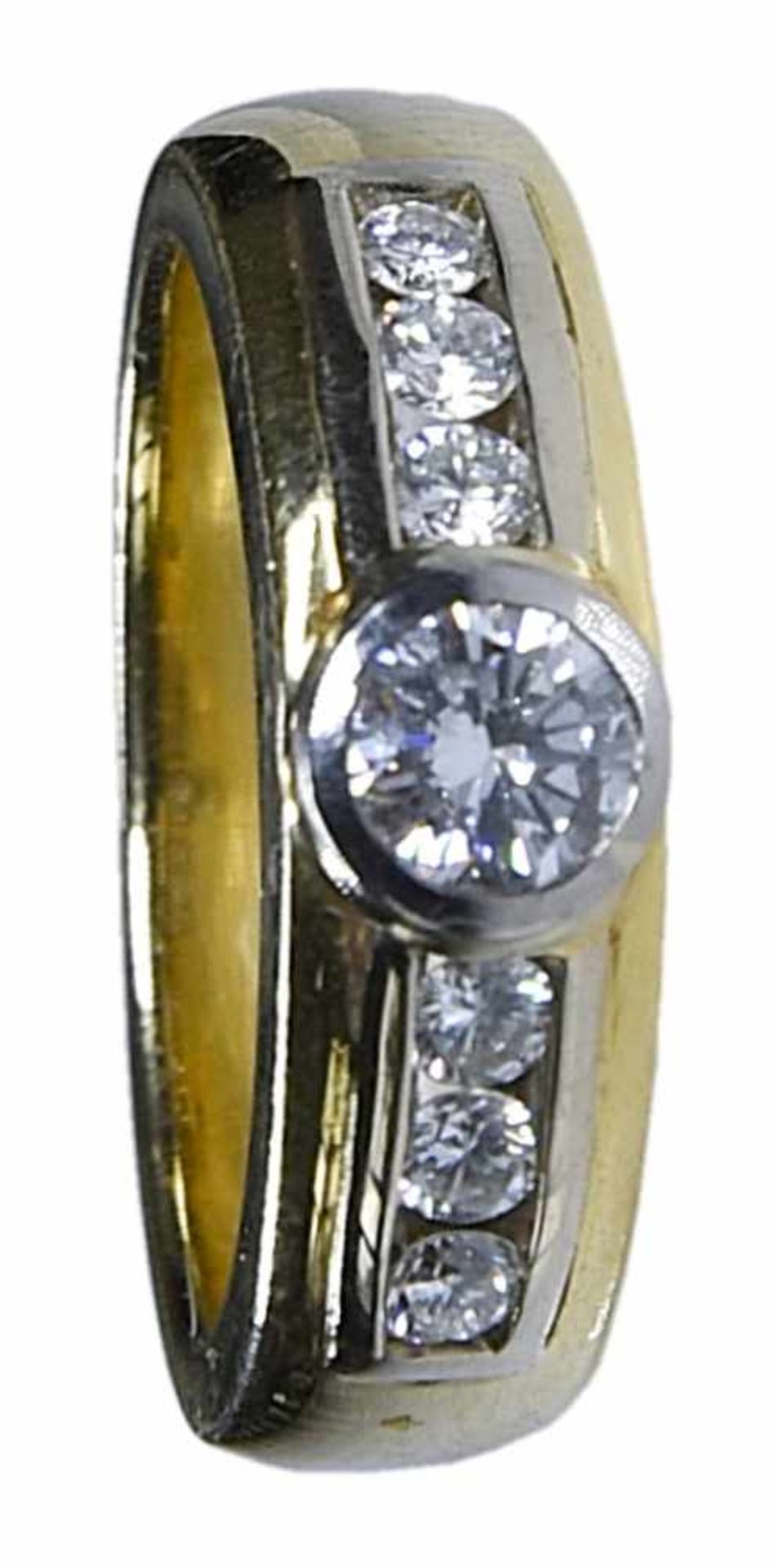 Ring - 18 Kt yellow gold & 0,25 ct diamond En or jaune 18 ct, sertie d'un brillant central de +/-