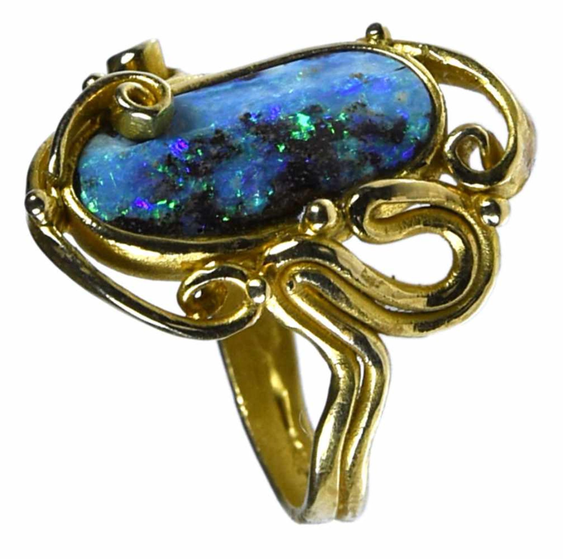 Jacques Michel - Ring "Méandres" - 18 Kt yellow gold & opal En or jaune 18 ct, sertie d'une opale. - Image 3 of 6