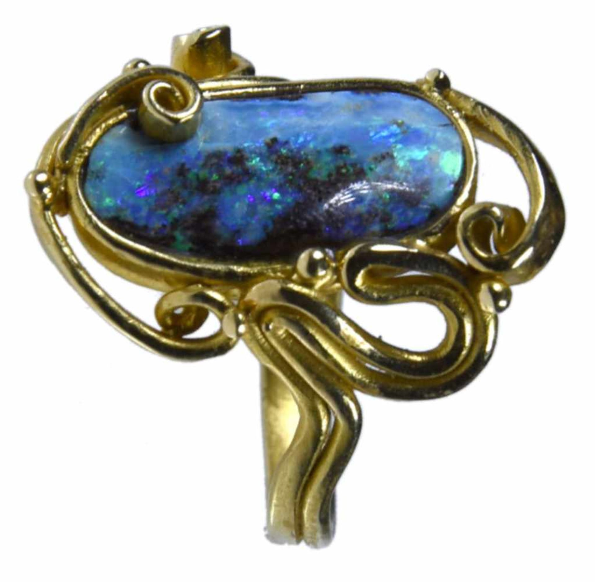 Jacques Michel - Ring "Méandres" - 18 Kt yellow gold & opal En or jaune 18 ct, sertie d'une opale. - Image 2 of 6