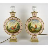 Paire de vases montés en lampes, 1882 XIXe - En céramique craquelée de forme [...]