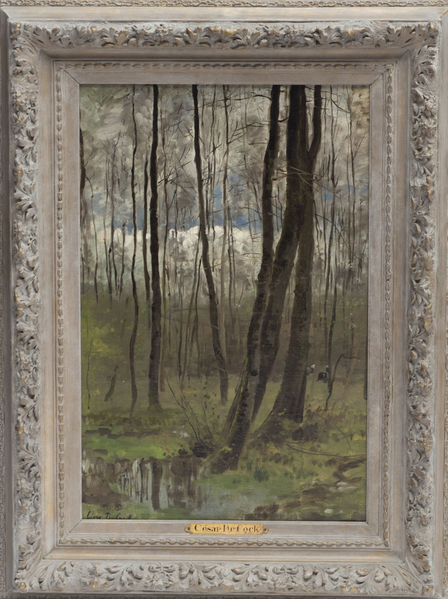 César De Cock (1823-1904), Vue de forêt, Belgique, XIXe - Huile sur toile signée [...]