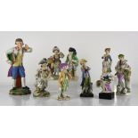 Meissen, Allemagne, XVIIIe - Ensemble de 9 sujets en porcelaine, différentes marques [...]