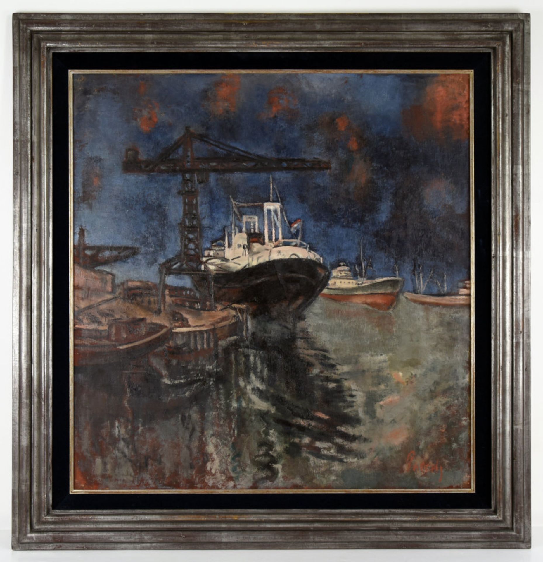 Willem Paerels (1878-1972), Vue de port industriel, Belgique, XIXe-Xxe - Huile sur [...]